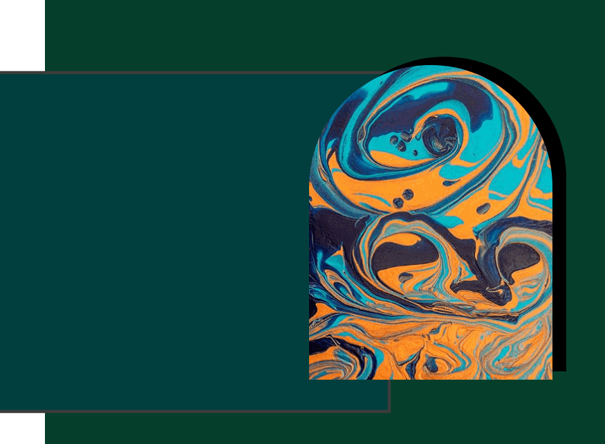 Vivid abstract swirls in orange and teal.